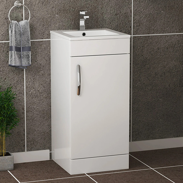 1 Door Floor Standing Vanity Unit Gloss White