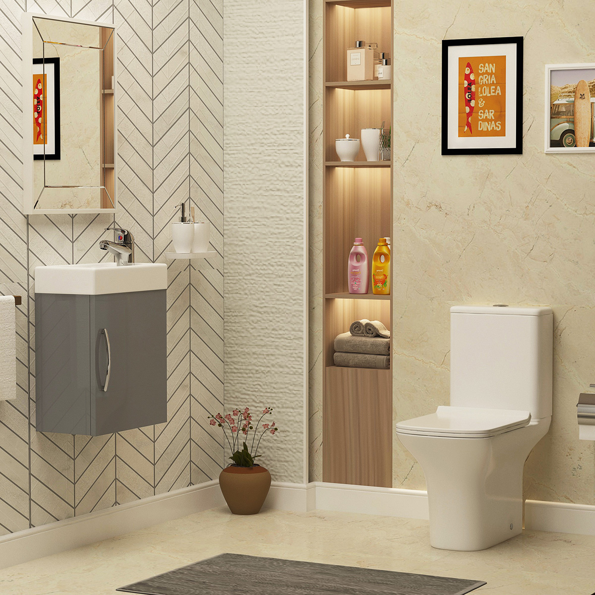 Cloakroom Bathroom Suite - Cabinet and Toilet