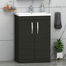 Royal Bathrooms Turin 500mm 2-Drawer Floor Standing Worktop Vanity Unit Beachwood with 410mm Countertop Rounde Basin 
