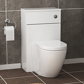 500mm Gloss White BTW WC Unit with Short Projection Rimless Toilet Pan