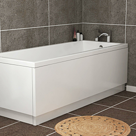 Turin 1600mm High Gloss White MDF Front Bath Panel - Wooden