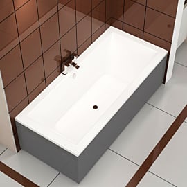 Amaze Acrylic Square Double Ended Bath 1700 x 750mm + MDF Indigo Grey Gloss Panel