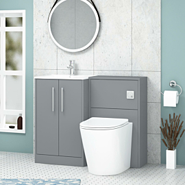1000mm Modern Gloss White Bathroom 2 Drawers Mid-Edge Vanity Unit Basin Sink & Amaze Pan Toilet Furniture Set 