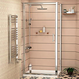 Cube 900 x 900mm Square Pivot Door Shower Enclosure with Pearlstone Shower Tray - 6mm Glass