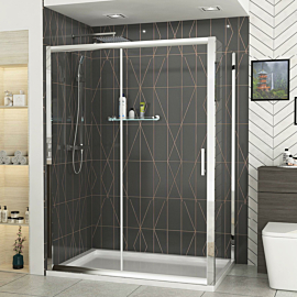 Grand 1000 x 800mm Sliding Door Rectangle Shower Enclosure wih Pearlstone Tray
