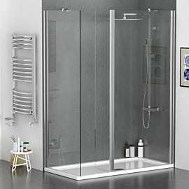 8mm 1200 x 800mm Walk In Shower Enclosure with Shower Tray + Flipper Panel