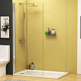 Marbella 760mm Walk In Wet Room Shower Screen with Pearlston Tray 1500x700mm - Easy Clean