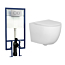 Abacus Wall Hung Rimless Toilet with Slim Soft Close Seat & Wall Hung Frame - Square Push Button