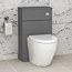 500mm Grey Gloss BTW WC Unit with Abacus Rimless Toilet Pan & Seat, Cistern