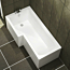 Qubix 1500 x 850mm Left Hand L-Shaped Square Shower Bath tub with Front & End Panel