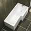 Qubix 1600 x 850mm Right Hand L-Shaped Square Shower Bath tub with Front Panel