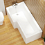 Qubix 1700 x 850mm Left Hand L-Shaped Square Shower Bath tub with MDF Front Panel