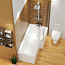 Qubix 1700 x 850mm Right Hand L Shaped Shower Bath tub with MDf Front, End Panel & Shower Screen
