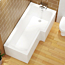 Qubix 1500 x 850mm Right Hand L-Shaped Square Shower Bath tub with MDF Front & End Panel