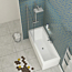 Amaze Acrylic Square Double Ended Shower Bath 1700 x 750mm + Shower Bath Screen