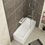Cesar Acrylic Square Single Ended Shower Bath 1500 x 700mm Inc Square Shower Bath Screen with Rail + Front and End Panels