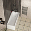 Cesar Acrylic Square Single Ended Shower Bath 1600 x 700mm Inc Round Top Shower Bath Screen with Towel Rail + Front Panel