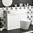 Elena 1100mm Gloss White 2 Door Floor Standing Vanity Unit with L/H Curved Semi Recessed Basin & Slim Cesar BTW Toilet Pack