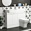 Elena 1100mm Gloss White 2 Door Floor Standing Vanity Unit with L/H Curved Semi Recessed Basin & Slim Qubix BTW Toilet Pack