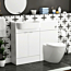 Elena 1100mm Gloss White 2 Door Floor Standing Vanity Unit with L/H Curved Semi Recessed Basin & Abacus BTW Toilet Pack