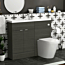 Elena 1100mm Hale Black 2 Door Floor Standing Vanity Unit with Compact Polymarble Basin & Cesar BTW Toilet Pack