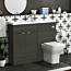 Elena 1100mm Hale Black 2 Door Floor Standing Vanity Unit with Compact Polymarble Basin & Qubix BTW Toilet Pack