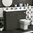 Elena 1100mm Hale Black 2 Door Floor Standing Vanity Unit with Compact Polymarble Basin & Slim Qubix BTW Toilet Pack