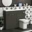 Elena 1100mm Hale Black 2 Door Floor Standing Vanity Unit with Compact Polymarble Basin & Crosby BTW Toilet Pack