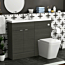 Elena 1100mm Hale Black 2 Door Floor Standing Vanity Unit with Compact Polymarble Basin & Elena BTW Toilet Pack
