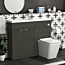 Elena 1100mm Hale Black 2 Door Floor Standing Vanity Unit with Compact Polymarble Basin & Slim Elena BTW Toilet Pack