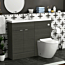 Elena 1100mm Hale Black 2 Door Floor Standing Vanity Unit with Compact Polymarble Basin & Slim Abacus BTW Toilet Pack