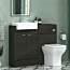 Elena 1100mm 2 Door Hale Black Floor Standing Vanity Unit with Semi Recessed Basin & Qubix Back to Wall Toilet Pack