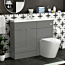 Elena 1100mm Indigo Grey Gloss 2 Door Floor Standing Vanity Unit with Compact Polymarble Basin & Cesar BTW Toilet Pack