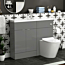Elena 1100mm Indigo Grey Gloss 2 Door Floor Standing Vanity Unit with Compact Polymarble Basin & Slim Cesar BTW Toilet Pack