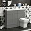 Elena 1100mm Indigo Grey Gloss 2 Door Floor Standing Vanity Unit with Compact Polymarble Basin & Slim Qubix BTW Toilet Pack
