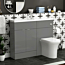 Elena 1100mm Indigo Grey Gloss 2 Door Floor Standing Vanity Unit with Compact Polymarble Basin & Breeze BTW Toilet Pack