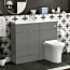 Elena 1100mm Indigo Grey Gloss 2 Door Floor Standing Vanity Unit with Compact Polymarble Basin & Slim Breeze BTW Toilet Pack