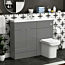Elena 1100mm Indigo Grey Gloss 2 Door Floor Standing Vanity Unit with Compact Polymarble Basin & Crosby BTW Toilet Pack