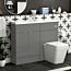 Elena 1100mm Indigo Grey Gloss 2 Door Floor Standing Vanity Unit with Compact Polymarble Basin & Elena BTW Toilet Pack