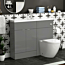 Elena 1100mm Indigo Grey Gloss 2 Door Floor Standing Vanity Unit with Compact Polymarble Basin & Abacus BTW Toilet Pack