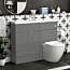 Elena 1100mm Indigo Grey Gloss 2 Door Floor Standing Vanity Unit with Compact Polymarble Basin & Slim Abacus BTW Toilet Pack