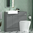 Elena 1100mm 2 Door Grey Gloss Floor Standing Vanity Unit with Semi Recessed Basin & Cesar Back to Wall Toilet Pack
