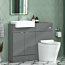 Elena 1100mm 2 Door Grey Gloss Floor Standing Vanity Unit with Semi Recessed Basin & Slim Cesar Back to Wall Toilet Pack