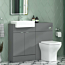 Elena 1100mm 2 Door Grey Gloss Floor Standing Vanity Unit with Semi Recessed Basin & Qubix Back to Wall Toilet Pack