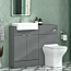 Elena 1100mm 2 Door Grey Gloss Floor Standing Vanity Unit with Semi Recessed Basin & Slim Qubix Back to Wall Toilet Pack