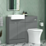 Elena 1100mm 2 Door Grey Gloss Floor Standing Vanity Unit with Semi Recessed Basin & Breeze Back to Wall Toilet Pack
