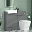 Elena 1100mm 2 Door Grey Gloss Floor Standing Vanity Unit with Semi Recessed Basin & Elena Back to Wall Toilet Pack