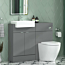 Elena 1100mm 2 Door Grey Gloss Floor Standing Vanity Unit with Semi Recessed Basin & Abacus Back to Wall Toilet Pack
