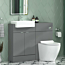 Elena 1100mm 2 Door Grey Gloss Floor Standing Vanity Unit with Semi Recessed Basin & Slim Abacus Back to Wall Toilet Pack