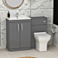 Turin 1300mm Indigo Grey Gloss 2-Doors Minimalist Basin with Qubix Back to Wall Toilet Pack